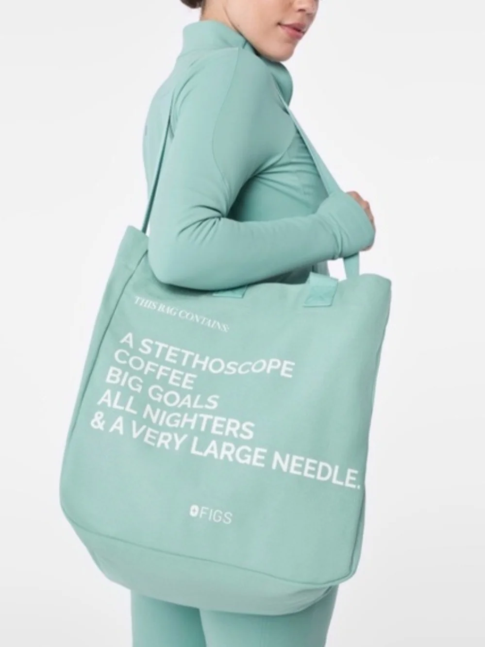 Figs Canvas  A Very Large Needle Tote Bag in Seaglass